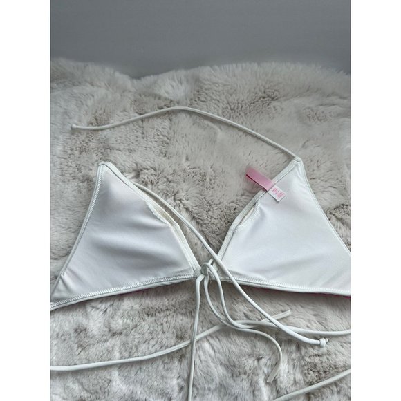 Victoria's Secret Small White 90’s Inspired Beaded Triangle Swim Bikini Top Y2k - Picture 3 of 6